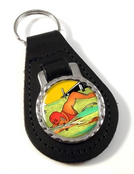 Sea Swimming Leather Key Fob