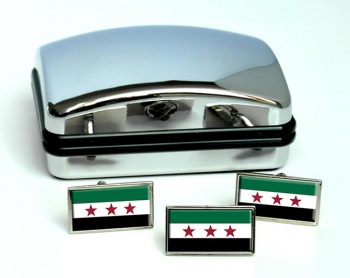 Free Syria Flag Cufflink and Tie Pin Set