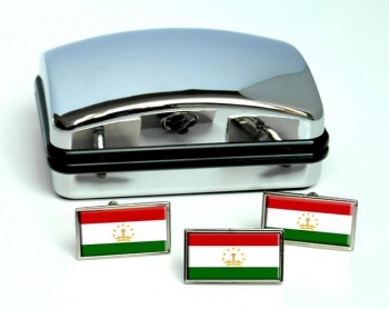 Tajikistan Flag Cufflink and Tie Pin Set