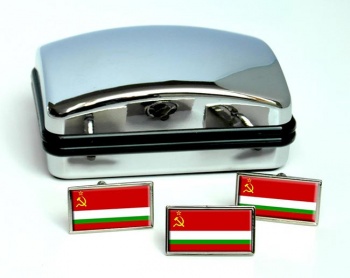 Tajik Soviet Flag Cufflink and Tie Pin Set