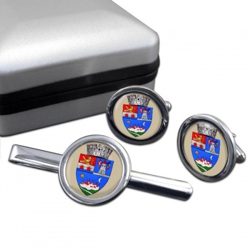 Timisoara (Romania) Round Cufflink and Tie Clip Set