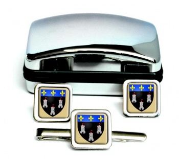 Tours (France) Square Cufflink and Tie Clip Set