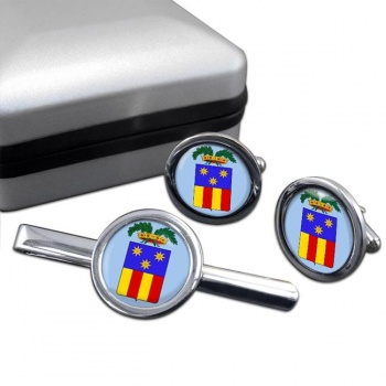 Barletta-Andria-Trani (Italy) Round Cufflink and Tie Clip Set