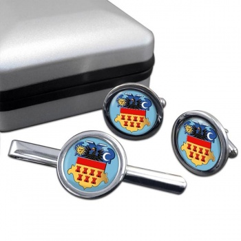 Transylvania (Romania) Round Cufflink and Tie Clip Set