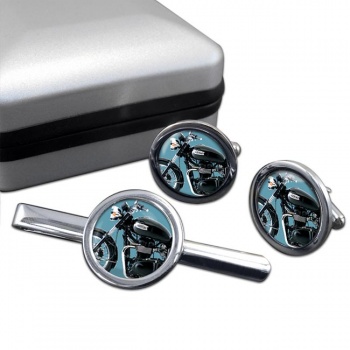 Bonneville Motor Bike Cufflink and Tie Clip Set