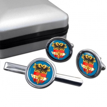 Libera Citta imperiale di Trieste (Italy) Round Cufflink and Tie Clip Set