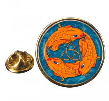 Triquetra Fish Round Pin Badge