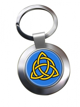 Trinity Knot Leather Chrome Key Ring