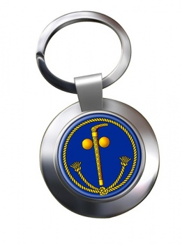Tubal Cain (Two Ball and Cane) Masonic Chrome Key Ring