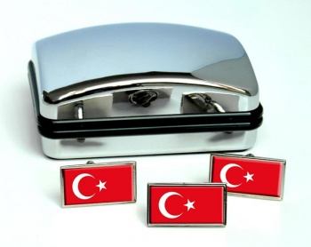 Turkey Flag Cufflink and Tie Pin Set