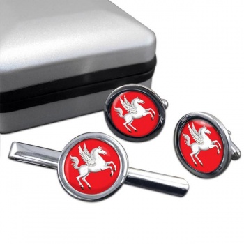 Tuscany Toscana (Italy) Round Cufflink and Tie Clip Set