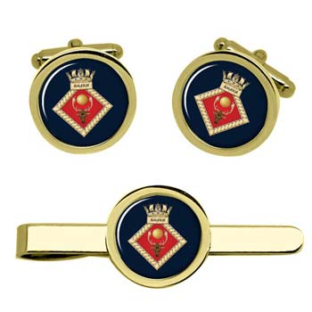 UK Gift Shop HMS Raleigh, Royal Navy Cufflink and Tie Clip Set