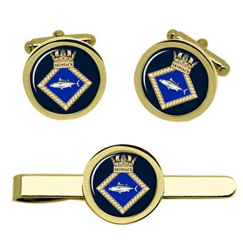 UK Gift Shop HMS Skipjack Cufflink and Tie Clip Set