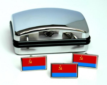 Ukrainian Soviet Flag Cufflink and Tie Pin Set