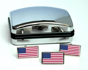 United States Flag Cufflink and Tie Pin Set
