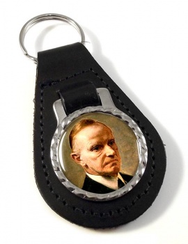 President Calvin Coolidge Leather Key Fob