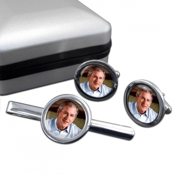 President George W. Bush Round Cufflink and Tie Clip Set