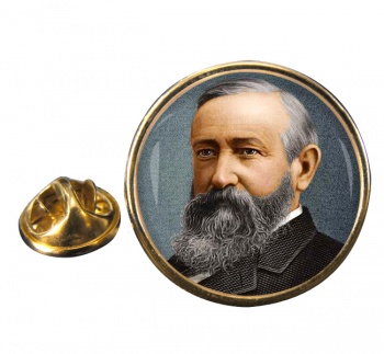President Benjamin Harrison Round Pin Badge