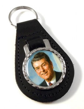 President Ronald Reagen Leather Key Fob