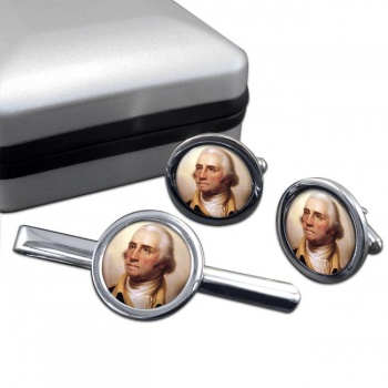 George Washington Round Cufflink and Tie Clip Set