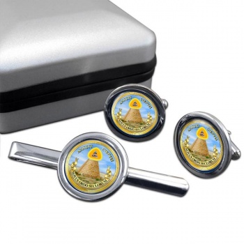 United States Masonic Seal Reverse Round Cufflink and Tie Clip Set