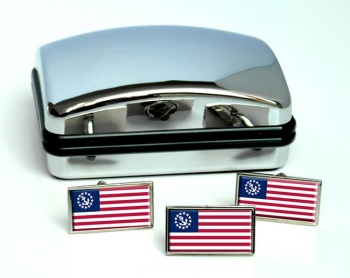 US Yacht Ensign Rectangle Cufflink and Tie Pin Set