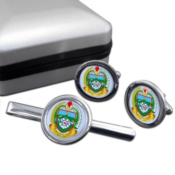 Sumatera Utara (Indonesia) Round Cufflink and Tie Clip Set