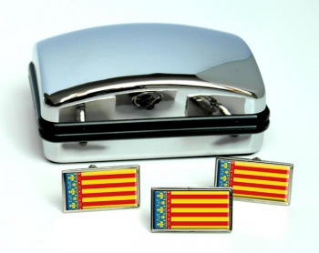 Valencia (Spain) Flag Cufflink and Tie Pin Set