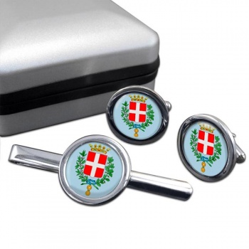 Vicenza (Italy) Round Cufflink and Tie Clip Set