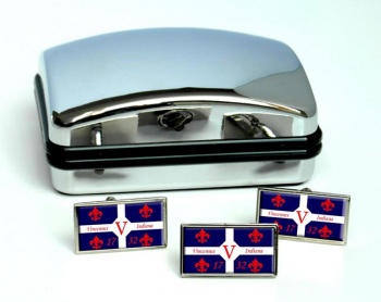 Vincennes IN Flag Cufflink and Tie Pin Set