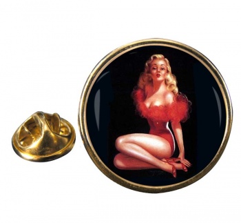 Vintage Pin-up Girl Round Pin Badge