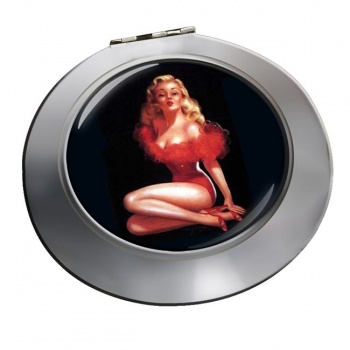 Vintage Pin-up Girl Round Mirror