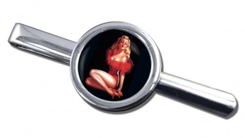 Vintage Pin-up Girl Round Tie Clip