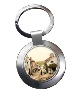 Village Street Boscastle Cornwall Chrome Key Ring
