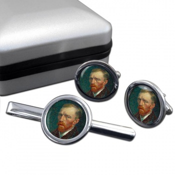 Vincent Van Gogh Round Cufflink and Tie Clip Set