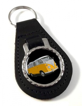 VW Camper Orange Leather Key Fob