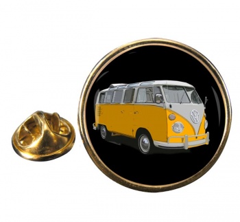 VW Camper Orange Round Lapel