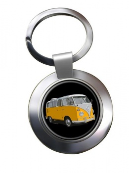 VW Camper Orange Chrome Key Ring