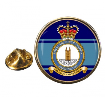RAF Station Waddington Round Pin Badge