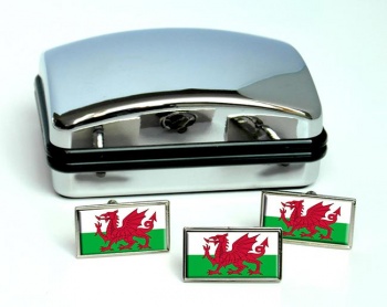 Wales Cymru Flag Cufflink and Tie Pin Set
