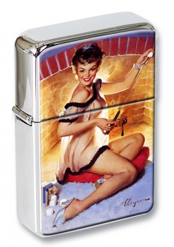 Warm Welcome Pin-up Girl Flip Top Lighter