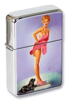 Weighing Herself Pin-up Girl Flip Top Lighter