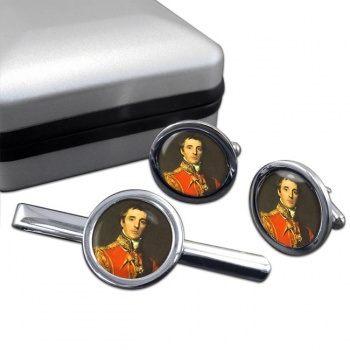 Arthur Wellesley Duke of Wellington Round Cufflink and Tie Clip Set