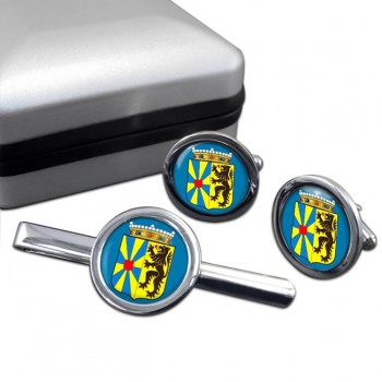 West-Vlaanderen (Belgium) Round Cufflink and Tie Clip Set