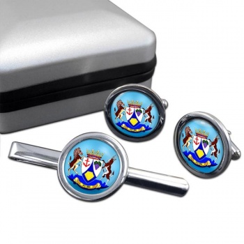 Western Cape (South Africa) Round Cufflink and Tie Clip Set