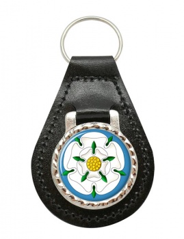 White Rose of York Leather Key Fob