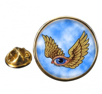 Winged Eye Round Pin Badge