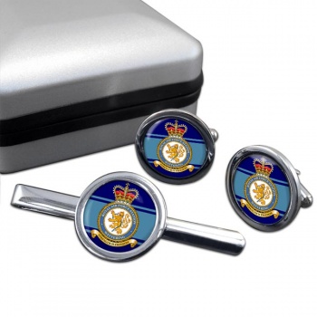 RAF Station Wittering Round Cufflink and Tie Clip Set