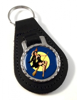 Witch's Delight Pin-up Girl Leather Key Fob