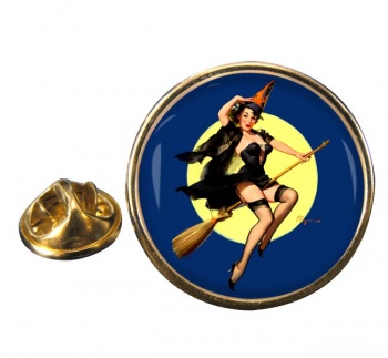 Witch's Delight Pin-up Girl Round Pin Badge